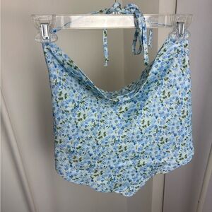 Floral Blue and Green Halter Top